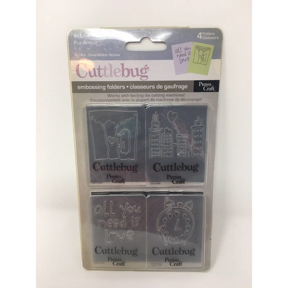 NEW Cuttlebug Embossing Folders ALL LOVE 4pc Clock, High-rises, Bird Provo Craft - Picture 1 of 12